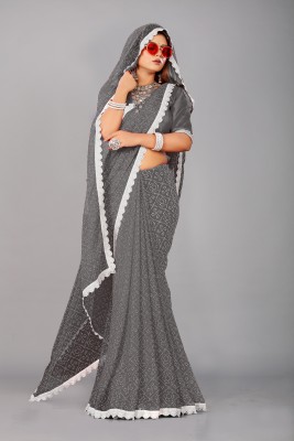 Flip The Style Self Design, Printed, Digital Print Bandhani Chiffon, Georgette Saree(Grey)