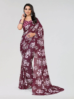 Moda Rapido Printed Daily Wear Georgette Saree(Maroon)