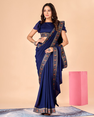 Adirotz Self Design Bollywood Chanderi Saree(Blue)