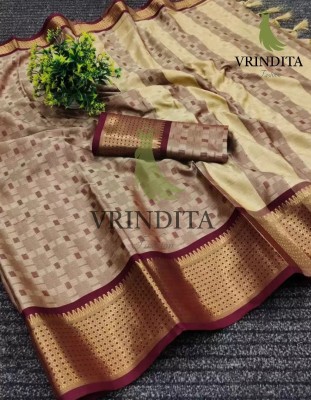 VRINDITA FASHION Woven Banarasi Art Silk, Cotton Silk Saree(Cream)