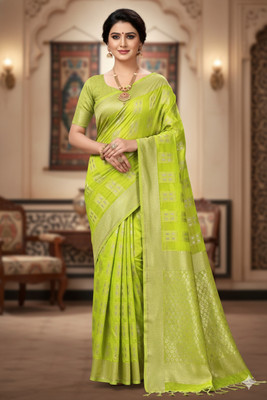 Raashreya Fashions Self Design Bollywood Tissue Saree(Light Green)