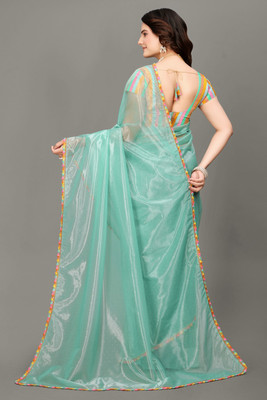 JSItaliya Solid/Plain Bollywood Net Saree(Light Green)