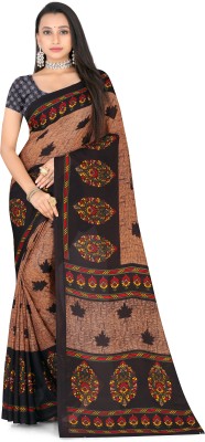 Leelavati Printed Daily Wear Georgette Saree(Brown, Black)