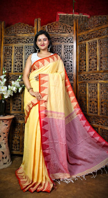 BDF Bikash Datta Fashion Self Design Handloom Cotton Silk Saree(Multicolor)