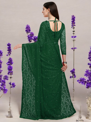 NEXA Self Design Bollywood Net Saree(Green)