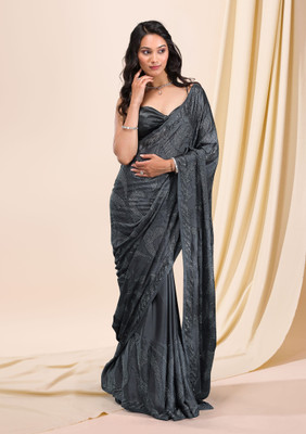 Trendmalls Embellished Bollywood Silk Blend Saree(Grey)