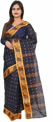 Duttafashion Self Design Tant Pure Cotton Saree(Dark Green)