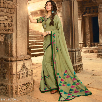 peer store Floral Print Bollywood Georgette, Chiffon Saree(Light Green)