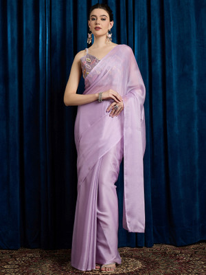 Divastri Printed Bollywood Chiffon Saree(Purple)
