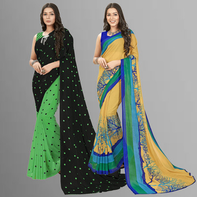 Anand Sarees Polka Print Daily Wear Georgette Saree(Pack of 2, Multicolor)
