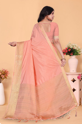 Aarunika MNT Solid/Plain Bollywood Pure Silk Saree(Cream)