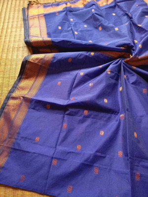 Sayak Creation Woven Tant Handloom Cotton Silk Saree(Light Blue)