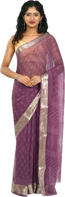 Teejh Printed Daily Wear Chiffon Saree(Purple)