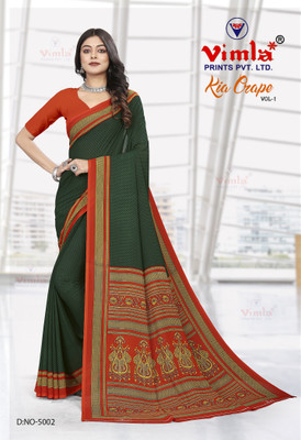 Vimla Printed Bollywood Crepe Saree(Green)