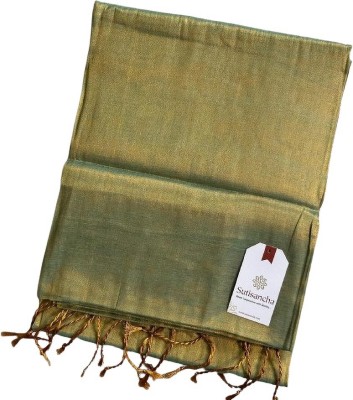 kalpana handloom Solid/Plain Tant Tissue Saree(Green)