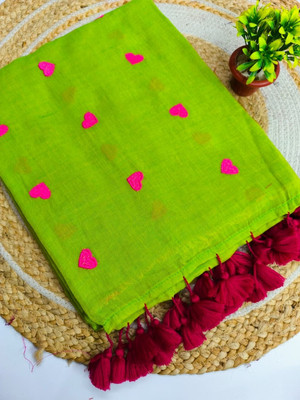 SP Boutique Self Design Handloom Cotton Silk Saree(Green)
