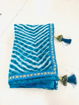 harshit designer Printed Daily Wear Georgette Saree(Green)