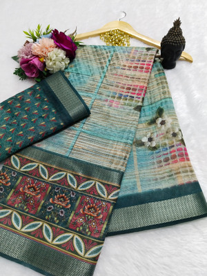 Gajal Printed Bollywood Pure Cotton, Cotton Silk Saree(Multicolor)