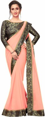 LA VITA Self Design, Dyed Bollywood Georgette, Cotton Silk Saree(Orange)