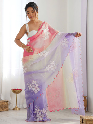 UPTRENDS Dyed Bollywood Jimmy choo Saree(Multicolor)