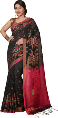 Divastri Woven Handloom Art Silk Saree(Black)