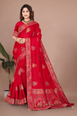 SuratSareeMall Woven, Self Design Banarasi Viscose Rayon Saree(Red)