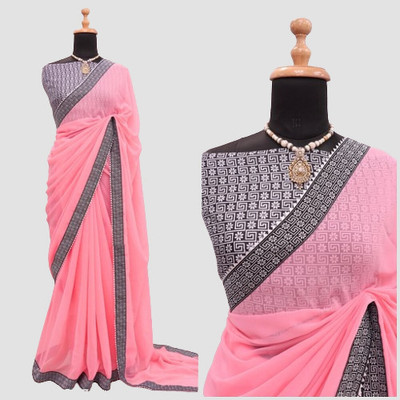Shree Shubh Solid/Plain Kanjivaram Georgette Saree(Multicolor)