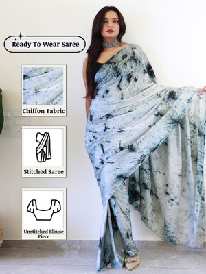 Sareemall Printed Bollywood Chiffon Saree(Silver)