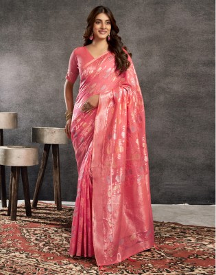 Satrani Dyed, Woven, Embellished Chanderi Silk Blend Saree(Multicolor)