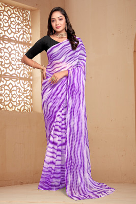 NESHVI ENTERPRISE Printed Bollywood Georgette Saree(Purple)
