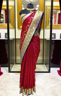 HouseOfCommon Woven Banarasi Handloom Silk Blend Saree(Pink)