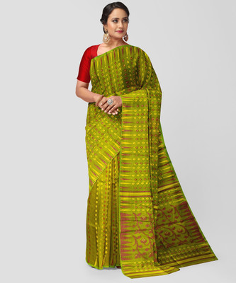 Mayabi Woven Jamdani Cotton Silk Saree(Green)