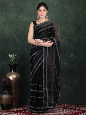 Looootnest Self Design Bollywood Art Silk Saree(Black)