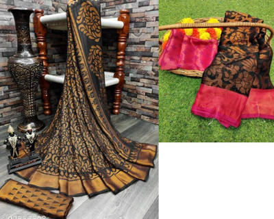 Sita Floral Print Bollywood Brasso Saree(Pack of 2, Multicolor)