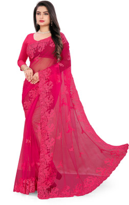 SPAREN CREATION Self Design Bollywood Net Saree(Pink)