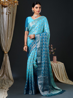 Tasrika Printed Kanjivaram Georgette Saree(Light Blue)