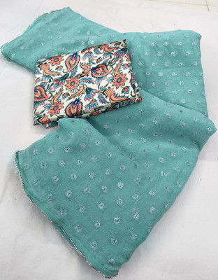 Dhanlaxmi CreationLLP Woven, Dyed, Solid/Plain Bollywood Georgette Saree(Light Blue)