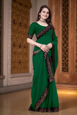 RB studio Embellished Daily Wear Georgette Saree(Green)