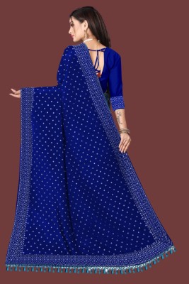 rudraCreation Self Design Mysore Organza, Raw Silk Saree(Blue)