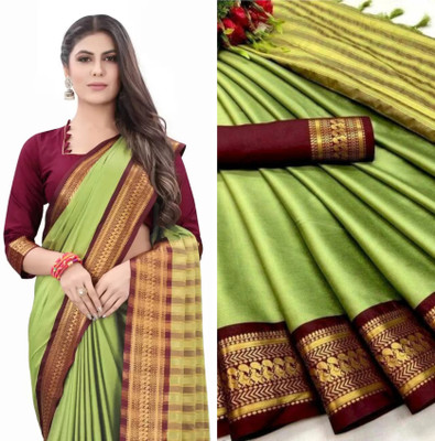 MAHADEV ENTERPRISE Woven Maheshwari Silk Blend, Cotton Blend Saree(Multicolor)