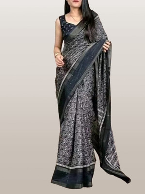 Amavii Printed Bollywood Dupion Silk Saree(Black)