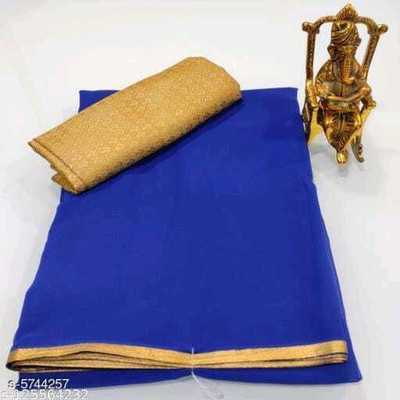 V And V Shop Self Design Daily Wear Chiffon Saree(Blue)