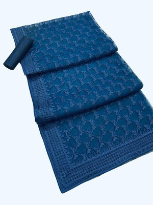 Aika Embroidered Bollywood Net Saree(Dark Blue)