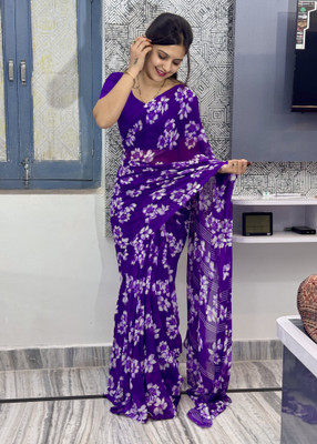 TELIRAJ.FASHION. Printed Bollywood Georgette Saree(Purple)