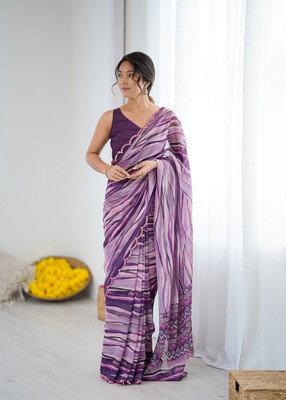 RAJESHWAR FASHION Printed Bollywood Georgette Saree(Magenta)