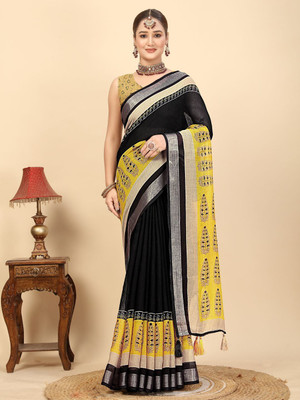HouseOfCommon Woven Patola Art Silk Saree(Multicolor)