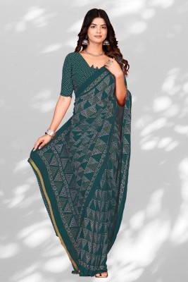 Divastri Printed Daily Wear Chiffon Saree(Green)