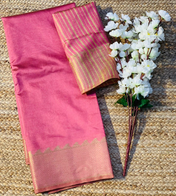 VAKHARIYAFAB Self Design Banarasi Cotton Silk, Pure Cotton Saree(Magenta)