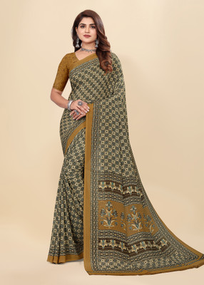 Vimla Printed Bollywood Crepe Saree(Gold)