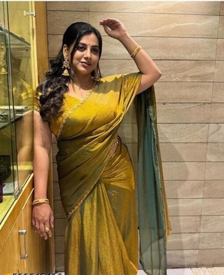 v.divyanshi & co. Printed Daily Wear Georgette Saree(Gold)